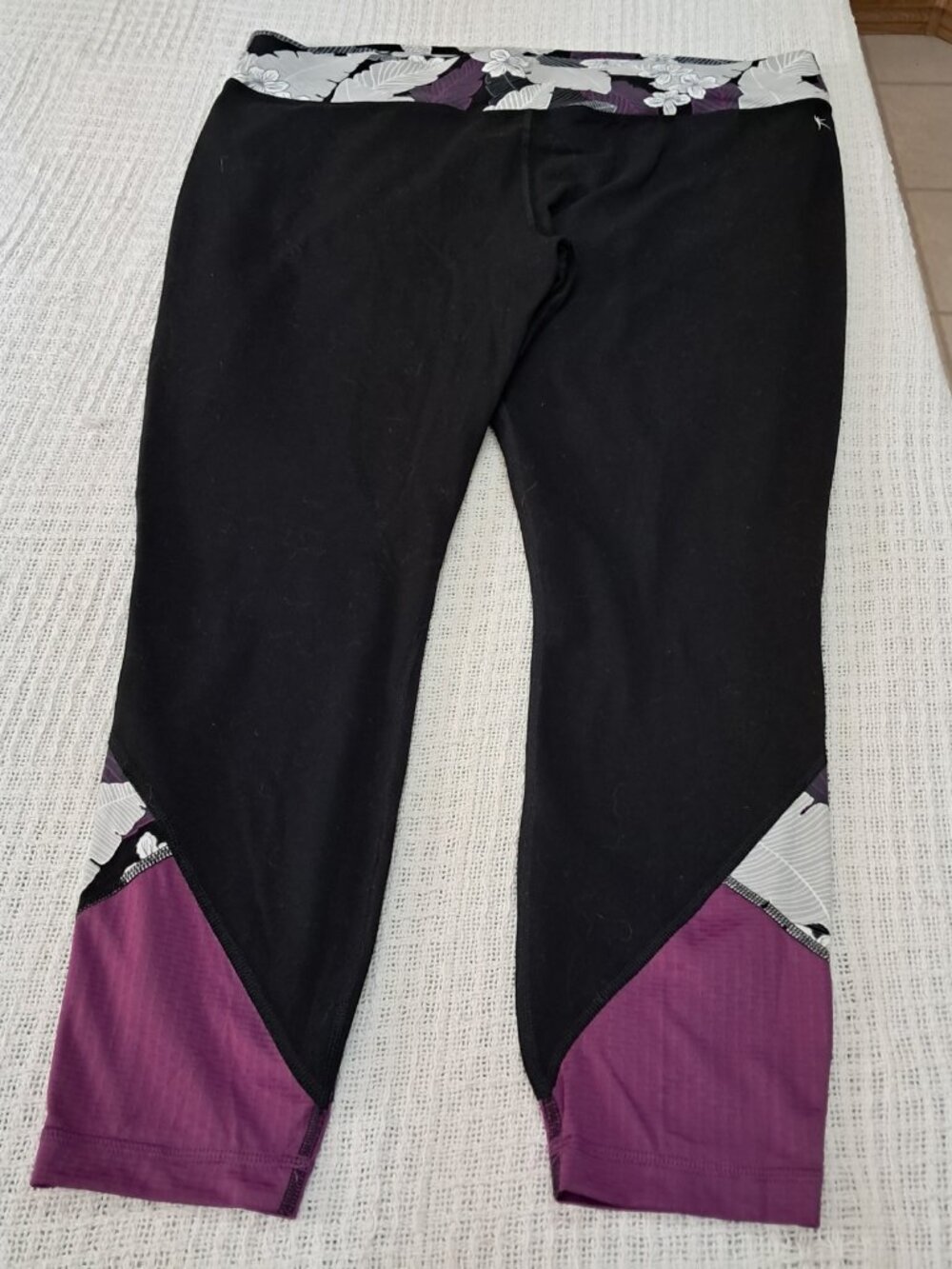 NWT Danskin Now Women's Plus Size Black Athletic Pants Floral Waistband Size 2X